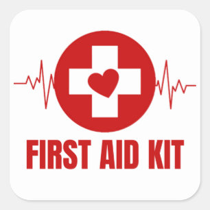 Fist aid kit  square sticker