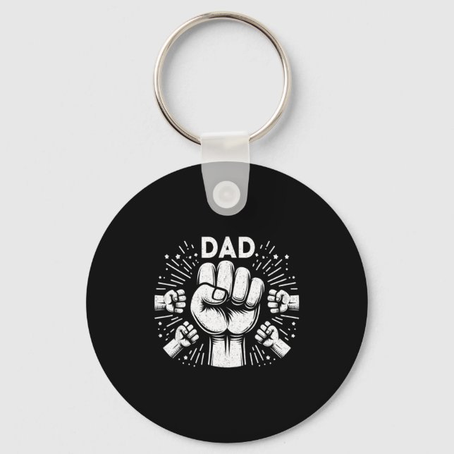 Fist Bump Dad Of Four Father Of 4 Daddy Happy Fath Key Ring (Front)