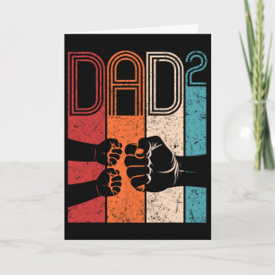 Fist Bump Dad Squared Retro Father Of Two Kids Fat Card
