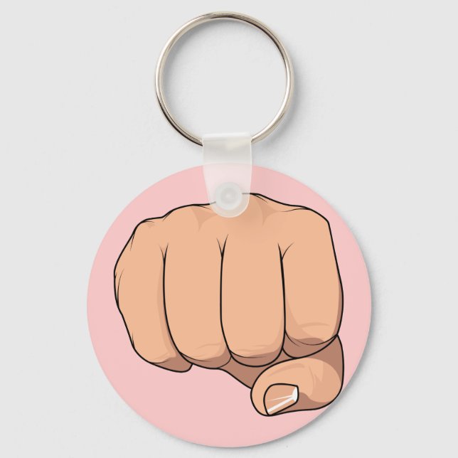Fist Closed Hand Sign Gesture Key Ring (Front)