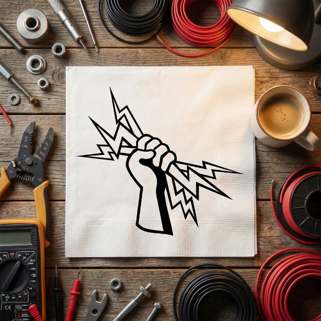 Fist Holding Lightning Bolt Bold Power Napkin (Creator Uploaded)