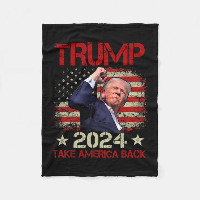 Fist Pump Shot At Trump 2024 Trump Survives Rally  Fleece Blanket (Front)