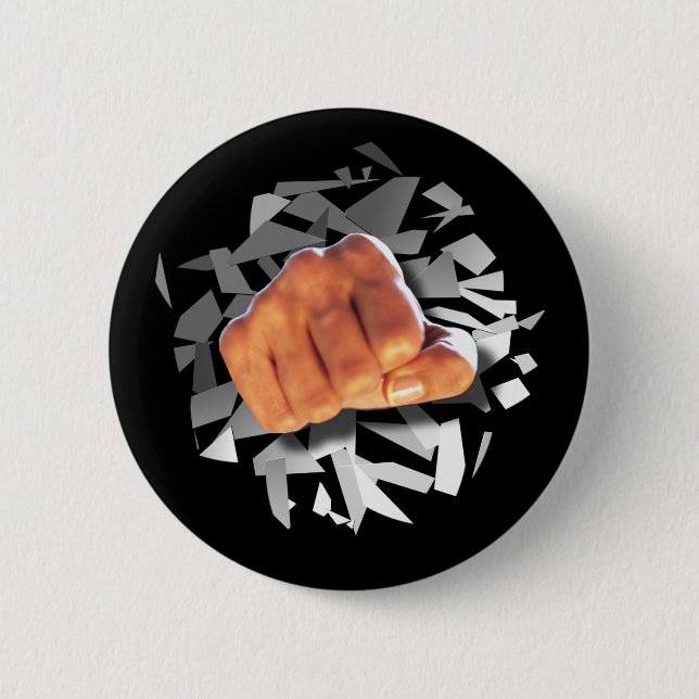 Fist Punching Through! 6 Cm Round Badge (Front)