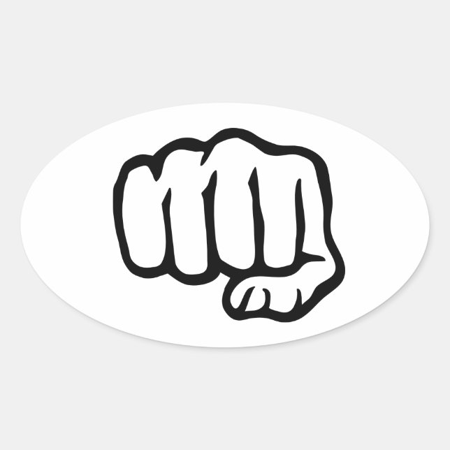 Fist symbol oval sticker (Front)
