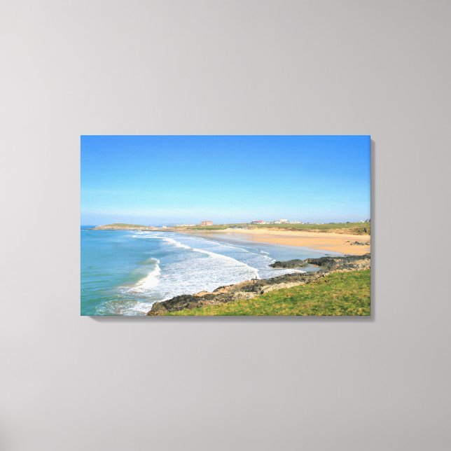 Fistral Beach at Newquay in Cornwall Canvas Print (Front)