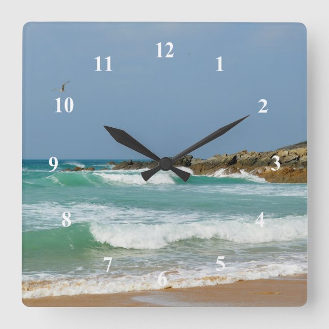 Fistral Beach Newquay Cornwall England Square Wall Clock (Front)
