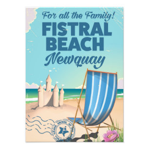 Fistral Beach Newquay Vintage travel poster