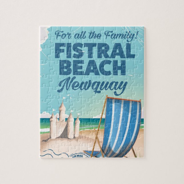 Fistral Beach Newquay Vintage travel poster Jigsaw Puzzle (Vertical)