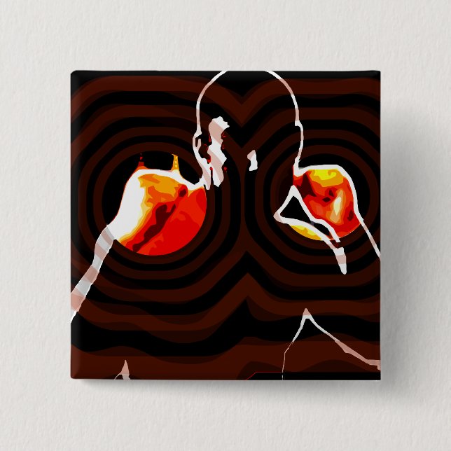 fists of fire. 15 cm square badge (Front)