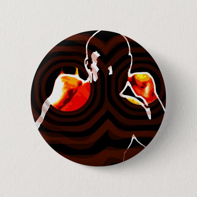 fists of fire. 6 cm round badge (Front)