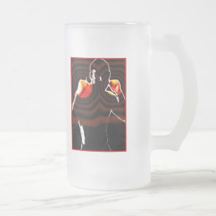 fists of fire. frosted glass beer mug