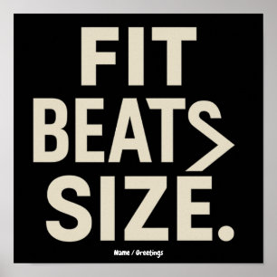 Fit Beats Size Motivational Fitness, Gym Lifestyle Poster
