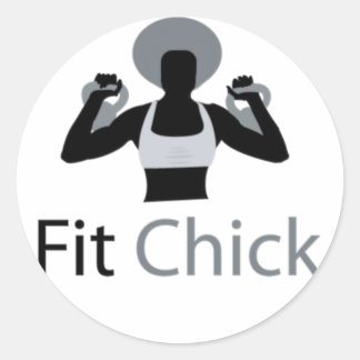 Fit Chick with Afro holding kettlebells Classic Round Sticker