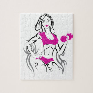 Fit Chick with Lipstick- Pink Jigsaw Puzzle
