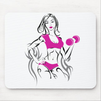 Fit Chick with Lipstick- Pink Mouse Mat
