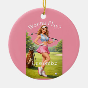 Fit Female Golfer Thunder_Cove Ceramic Tree Decoration