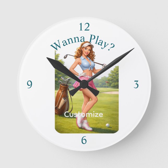 Fit Female Golfer Thunder_Cove Round Clock (Front)