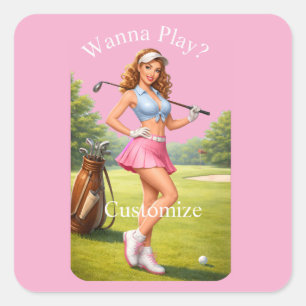 Fit Female Golfer Thunder_Cove Square Sticker
