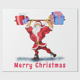 Fit Santa Claus Funny Christmas Wrapping Paper