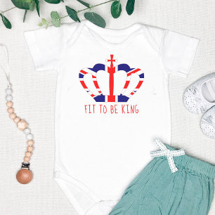 Fit to be King   British Crown, Funny Personalized Baby Bodysuit