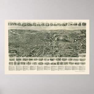 Fitchburg, MA Panoramic Map - 1915 Poster