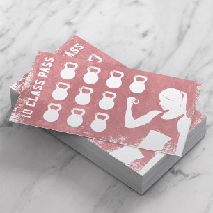 Fitness 10 Class Pass Girl Grunge Pink Loyalty Card