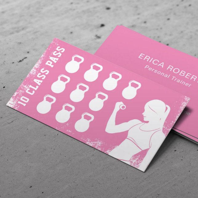 Fitness 10 Class Pass Girl Pink Loyalty Card (Creator Uploaded)