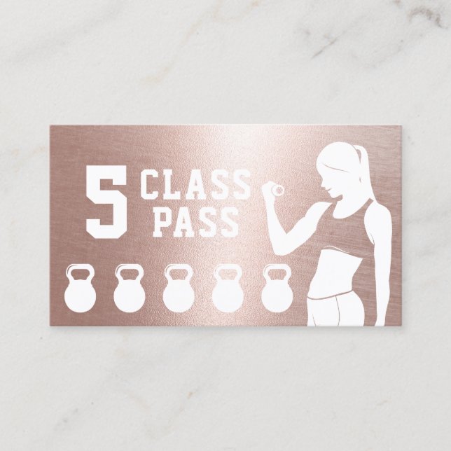 Fitness 5 Class Pass Rose Gold Loyalty Card (Front)