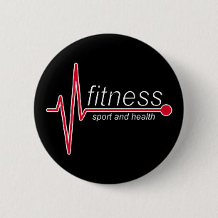 Fitness and sport 6 cm round badge