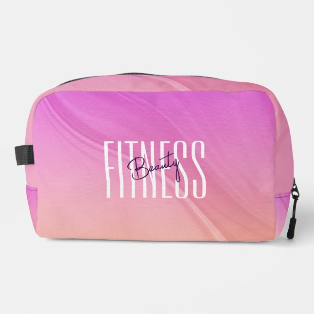 Fitness Beauty Modern Pink Gradient Toiletry Bag (Front)