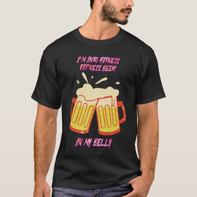 Fit'ness Beer In My Belly Gym Cute Joke T-Shirt (Front)