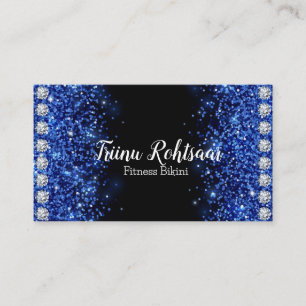Fitness Bikini Blue Glitter Shining Business Card