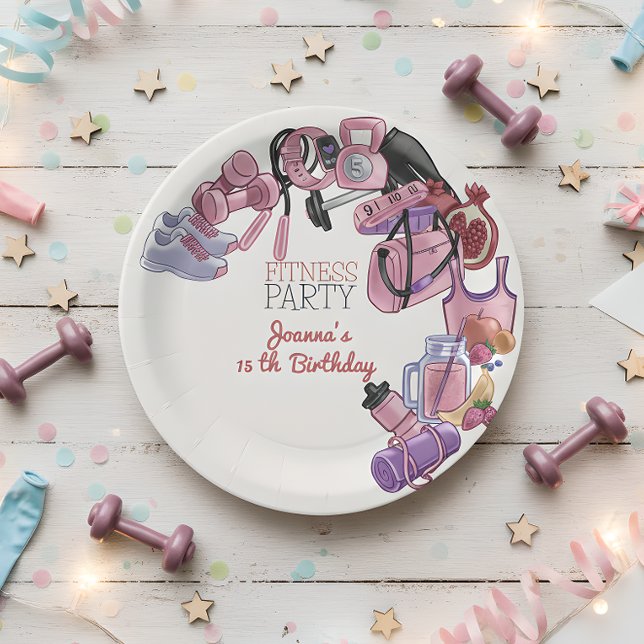 Fitness birthday party paper plate (Creator Uploaded)