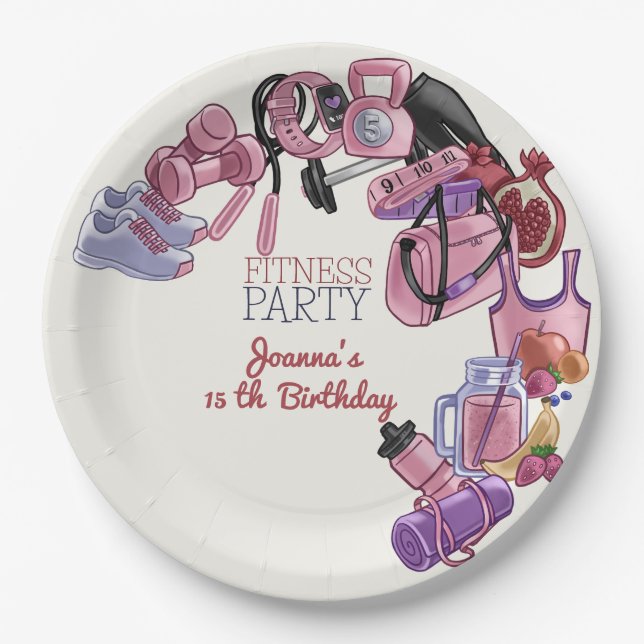Fitness birthday party paper plate (Front)