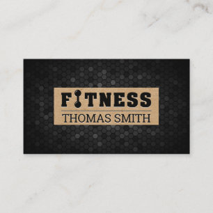 Fitness   Black Geometric   Brown Paper Business Card