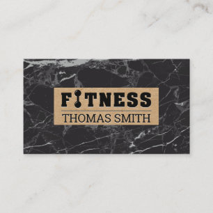 Fitness Black Marble Brown Paper Business Card