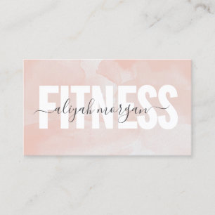 Fitness bold Typography Blush Pink Watercolor Business Card