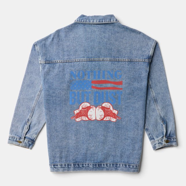 Fitness Boxing Ring  Nothing But Dust  I Love Kick Denim Jacket (Back)