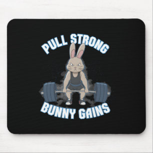 Fitness Bunny Bodybuilder Pull Strong Bunny Gains Mouse Mat