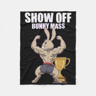 Fitness Bunny Bodybuilder Show Off Bunny M Funny R Fleece Blanket