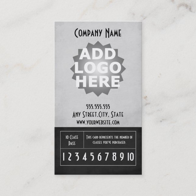 Fitness Business Card 10 Class Pass Template (Front)