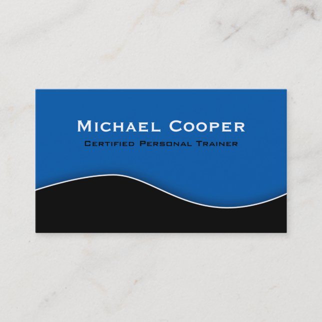 Fitness Business Card Professional Black Blue (Front)