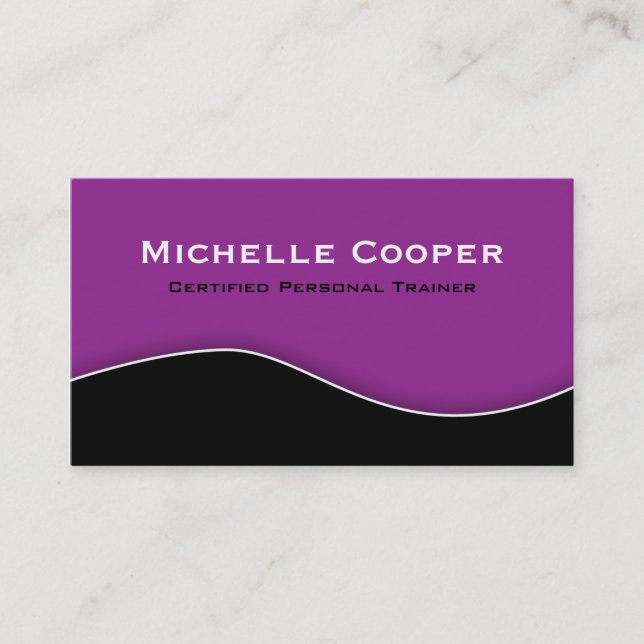 Fitness Business Card Professional Black Purple (Front)
