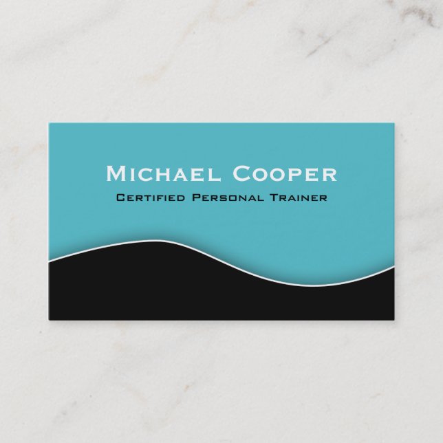 Fitness Business Card Professional Blue Black (Front)