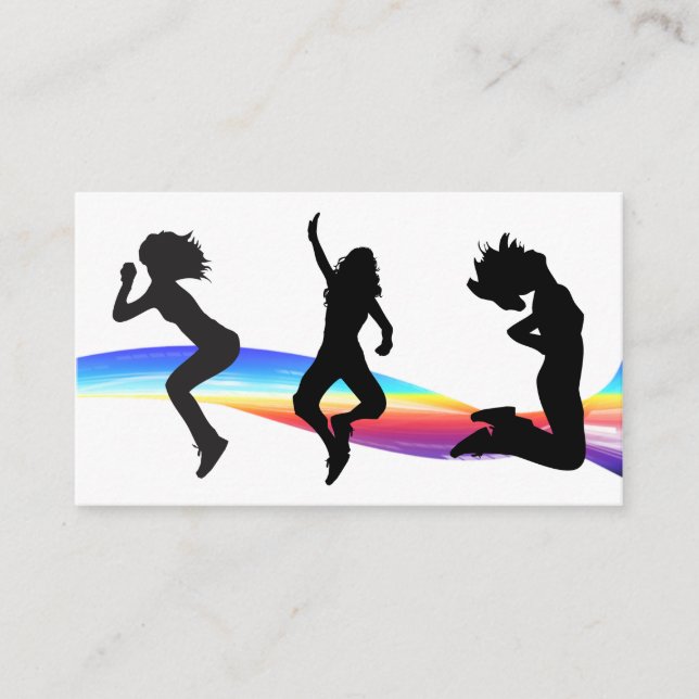 Fitness Business Card Rainbow Wave Dance (Front)