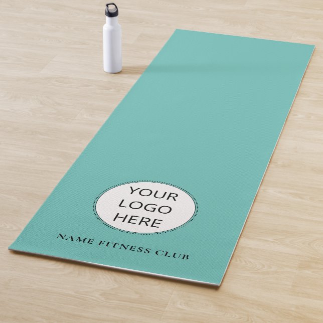 Fitness Business Logo Template Turquoise Workout Yoga Mat (In Situ)
