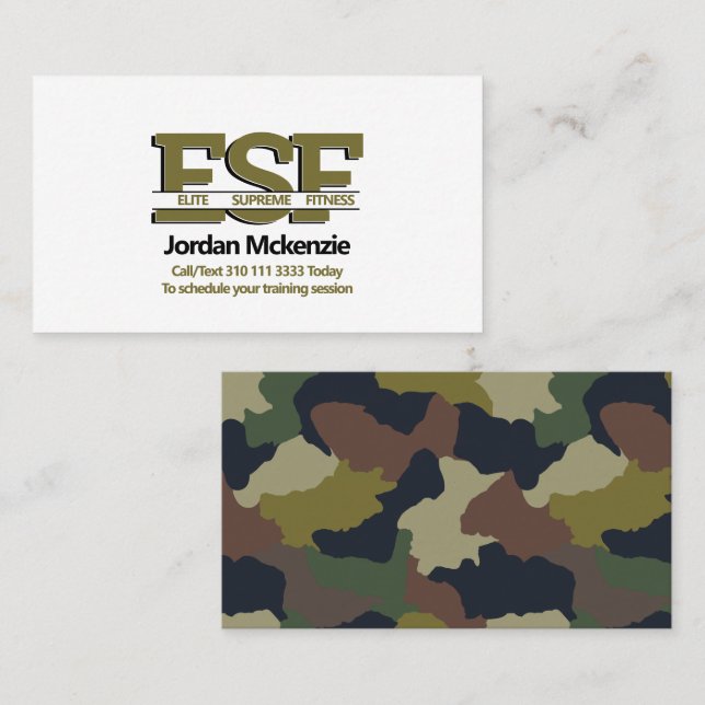 Fitness Business | Personal Trainer Monogram Logo Business Card (Front/Back)
