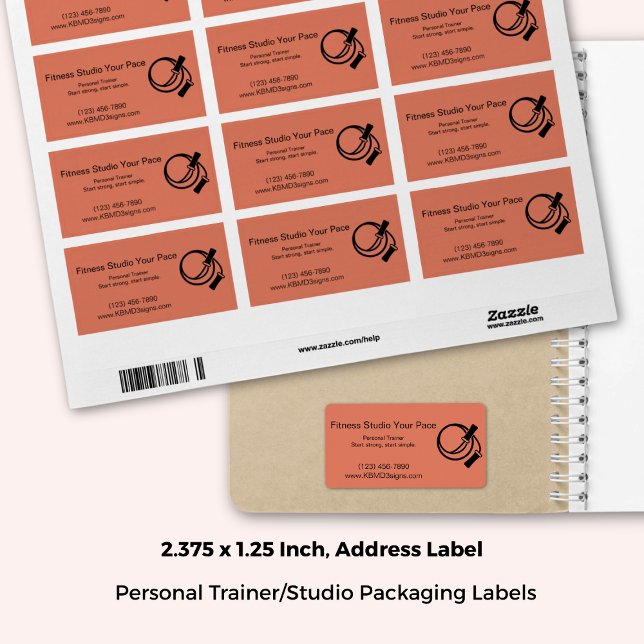 Fitness Business Skipping Rope Orange Address Label (2.375x1.25 Inch, Fitness Business Skipping Rope Orange Address Label)
