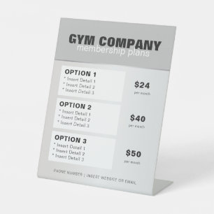 Fitness Centre Gym Membership Price List Table Top Pedestal Sign