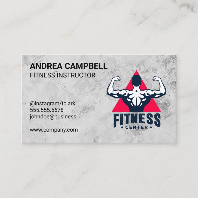 Fitness Centre | Man Flexing Muscles Business Card (Front)